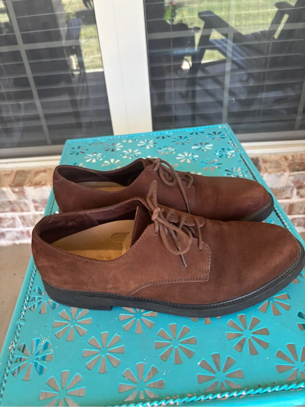 Rockport Men's Brown Suede Lace-Up Oxfords with Vibram Heels